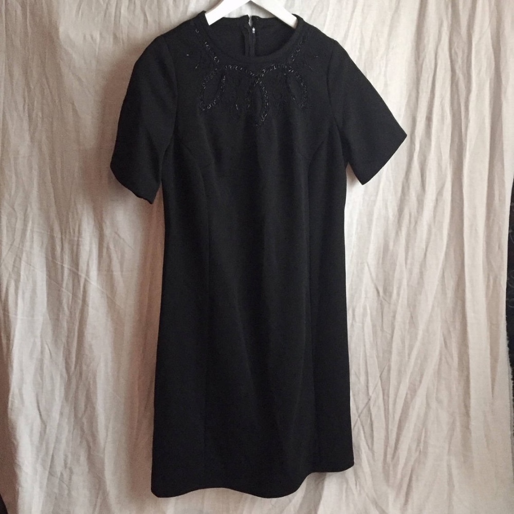Vintage Black Short Dress 1960s with Sequins
